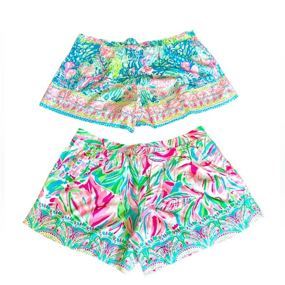 Lilly Pulitzer BUNDLE  "Katia" Fished my wish print & Croc my World. Shorts XL - Picture 3 of 12
